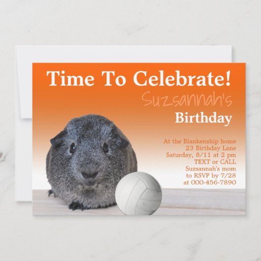 Cute Guinea Pig Volleyball Aangepaste verjaardag Kaart (Voorkant)