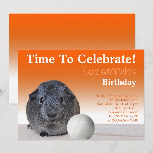 Cute Guinea Pig Volleyball Aangepaste verjaardag Kaart (Voorkant / Achterkant)