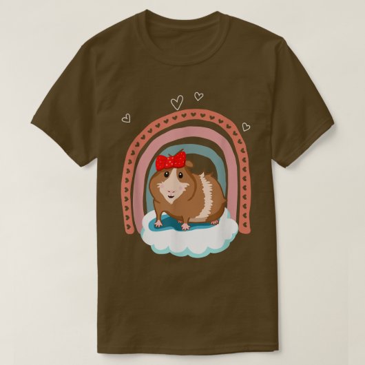 Cute guinea pig with bow and boho rainbow gift  t-shirt (Design voorkant)