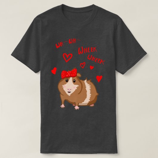 Cute guinea pig with bow Wheek Wheek gift T-shirt (Design voorkant)