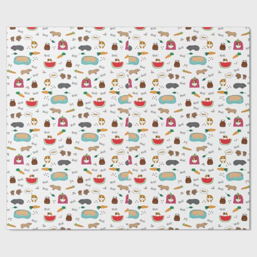 Cute Guinea Pigs Cavy Pets Cadeaupapier (Zoom)