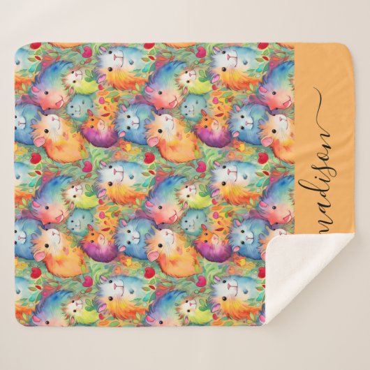 Cute guinea pigs pattern script name sherpa deken (Voorkant (horizontaal))