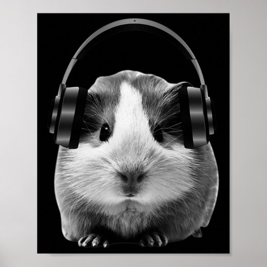 Cute Guinee naar Dubstep luisteren Poster (Voorkant)