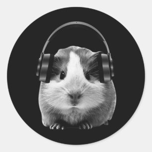 Cute Guinee naar Dubstep luisteren Ronde Sticker