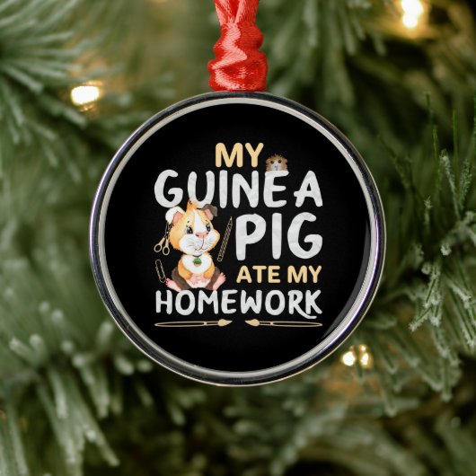 Cute Guinee Pig Ate Mijn thuiswerk Metalen Ornament (Boom)