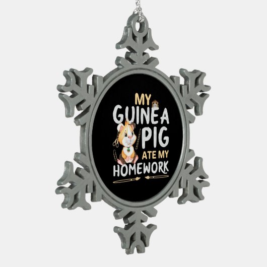 Cute Guinee Pig Ate Mijn thuiswerk Tin Sneeuwvlok Ornament (Links)