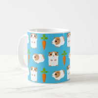 Cute Guinee Varkens en wortelen Patroonblauw