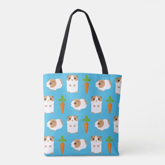 Cute Guinee Varkens en wortelen Patroonblauw Tote Bag (Achterkant)