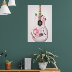 CUTE GUITAR MET POSTER PINKROSES