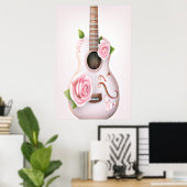 CUTE GUITAR MET POSTER PINKROSES (Thuiskantoor)