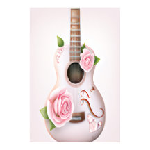 CUTE GUITAR MET POSTER PINKROSES
