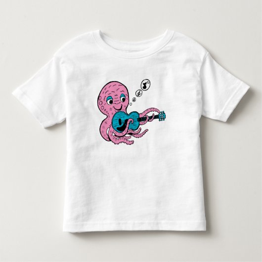 Cute Guitar Player Octopus Kinder Shirts (Voorkant)