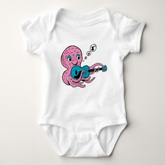 Cute Guitar Player Octopus Romper (Voorkant)
