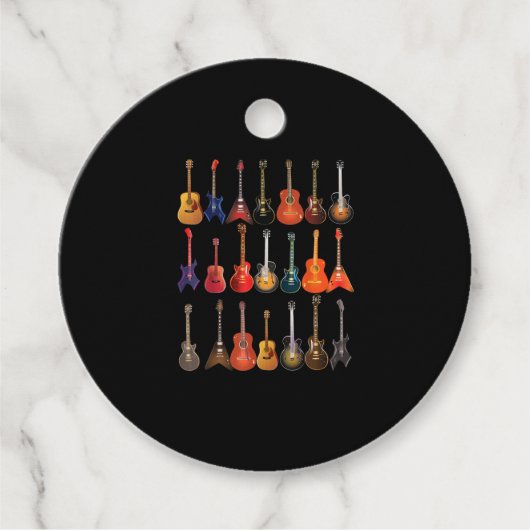 Cute Guitar Rock en Roll Musical Instruments Gift Bedankjes Labels (Voorkant)