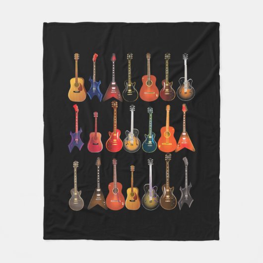 Cute Guitar Rock en Roll Musical Instruments Gift Fleece Deken (Voorkant)