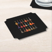Cute Guitar Rock en Roll Musical Instruments Gift Kartonnen Onderzetters (Gekanteld)