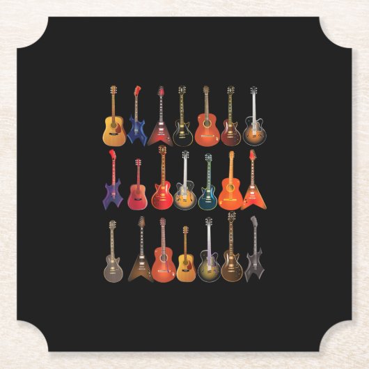 Cute Guitar Rock en Roll Musical Instruments Gift Kartonnen Onderzetters (Voorkant)