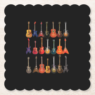 Cute Guitar Rock en Roll Musical Instruments Gift Kartonnen Onderzetters