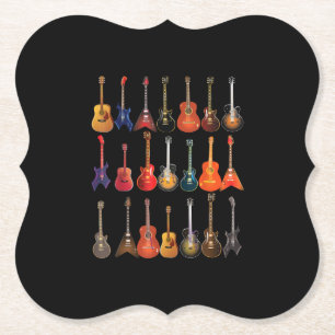 Cute Guitar Rock en Roll Musical Instruments Gift Kartonnen Onderzetters