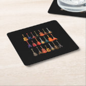 Cute Guitar Rock en Roll Musical Instruments Gift Kartonnen Onderzetters (Schuin)