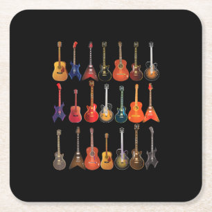 Cute Guitar Rock en Roll Musical Instruments Gift Kartonnen Onderzetters