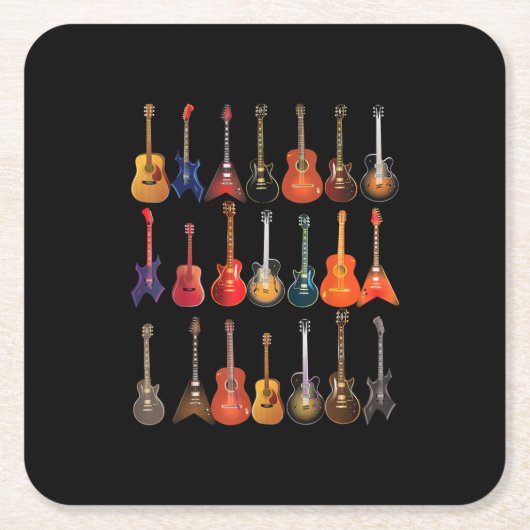 Cute Guitar Rock en Roll Musical Instruments Gift Kartonnen Onderzetters (Voorkant)
