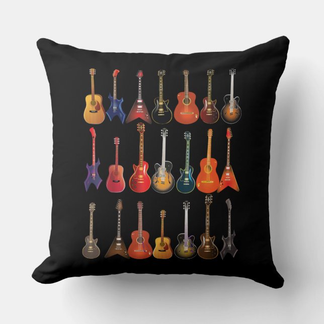 Cute Guitar Rock en Roll Musical Instruments Gift Kussen (Voorkant)