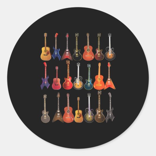 Cute Guitar Rock en Roll Musical Instruments Gift Ronde Sticker (Voorkant)