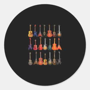 Cute Guitar Rock en Roll Musical Instruments Gift Ronde Sticker