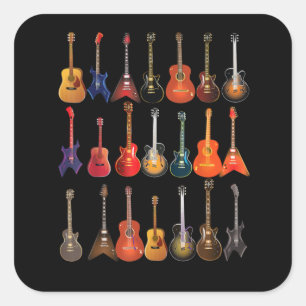 Cute Guitar Rock en Roll Musical Instruments Gift Vierkante Sticker