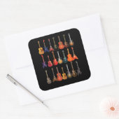 Cute Guitar Rock en Roll Musical Instruments Gift Vierkante Sticker (Envelop)