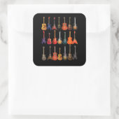 Cute Guitar Rock en Roll Musical Instruments Gift Vierkante Sticker (Tas)