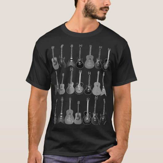 Cute Guitar Rock N Roll Musical Instruments T-shirt (Voorkant)