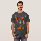 Cute Guitar Rock N Roll Musical Instruments T-shirt (Voorkant volledig)