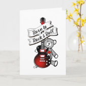 Cute Guitar Teddy Musician Born to Rock Kinder Bab Kaart (Gele Bloem)