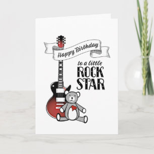 Cute Guitar Teddy Rockstar Rock & Roll Birthday Kaart