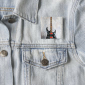 Cute Guitar Vierkante Button 5,1 Cm (In situ)