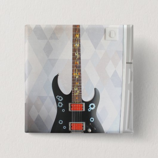Cute Guitar Vierkante Button 5,1 Cm (Voorkant)