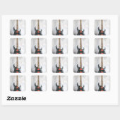 Cute Guitar Vierkante Sticker (Vel)