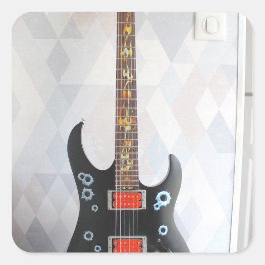 Cute Guitar Vierkante Sticker (Voorkant)