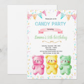 Cute gummy bear party theme invitation kaart (Voorkant / Achterkant)