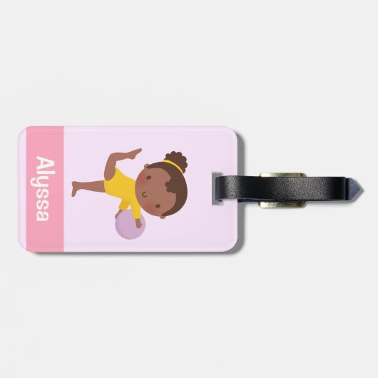 Cute Gymnast Girl met Ball Personalized Bagagelabel (Achterkant horizontaal)