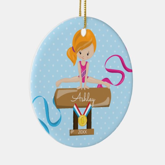Cute Gymnast Gymnastics-kerstversiering Keramisch Ornament (Rechts)