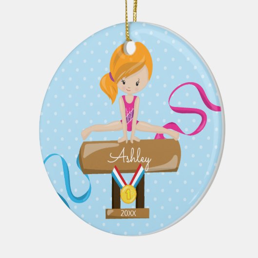 Cute Gymnast Gymnastics-kerstversiering Keramisch Ornament (Links)