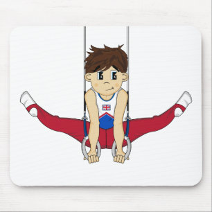 Cute Gymnast op Rings Mousepad Muismat