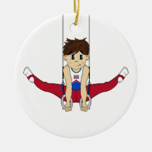 Cute Gymnast op Rings Ornament