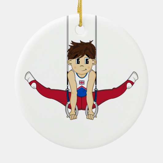 Cute Gymnast op Rings Ornament (Achterkant)