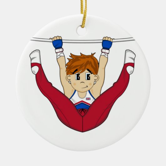 Cute Gymnast op Rings Ornament (Voorkant)