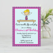 Cute Gymnastic Birthday Party Invitations Kaart (Staand voorkant)