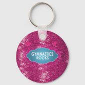 Cute Gymnastic Rocks Pink SPARKLE Sleutelhanger (Voorkant)
